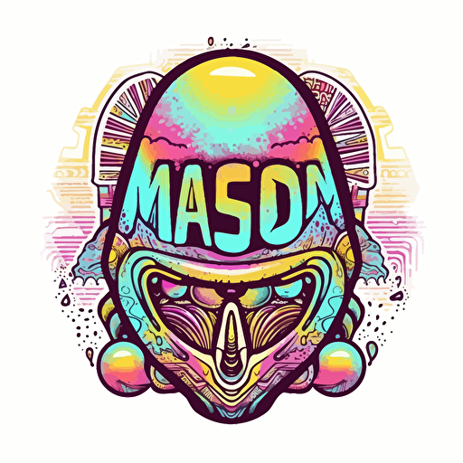 "MAISON ALIEN" psycadelic font, white background, logotype, vectoriel