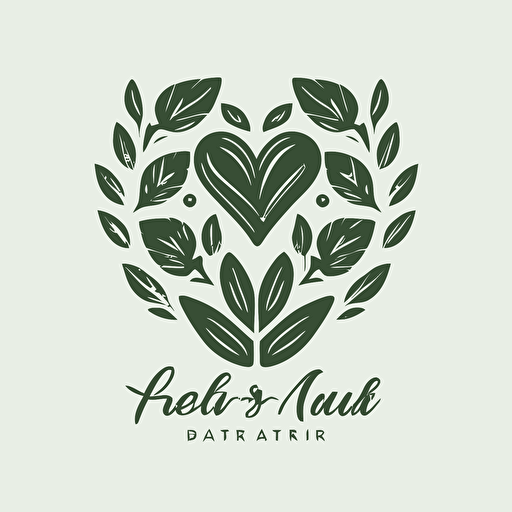 flat vector logo minimalistic heart leaves nature nail salon spa dear mother