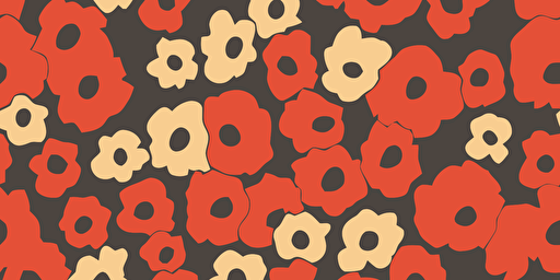 A pattern of poppies in vector style. Magic hour. Miyazaki.