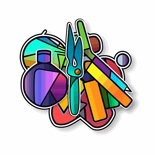 crisp and clean vector line, flat colors, smooth gradients, black contour outline, vivid colors, HDR, 16K, in the style of die