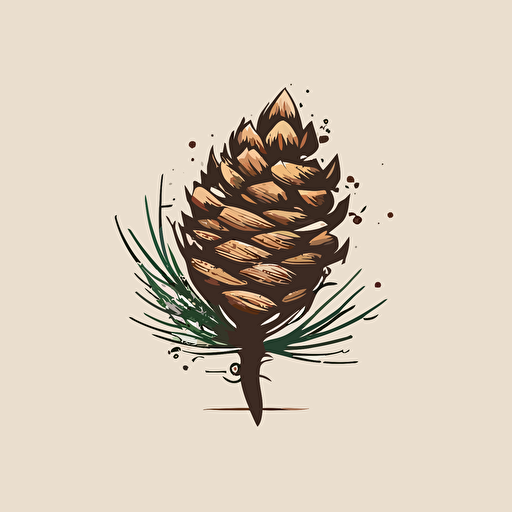 create a minimalist vector logo of a pine cone with thyme wrapped around it