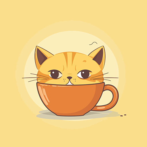 vector illustration of a cat looking into an empty coffee mug