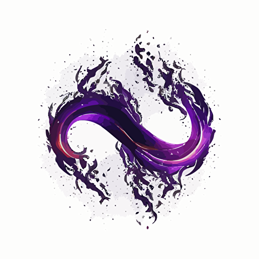 minimalist, logo, infinity symbol on fire, white background, purple, vector, no shadows