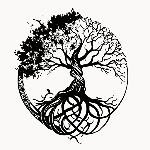 symbol of unity morphed with the tree of life, vector image, transparent background.