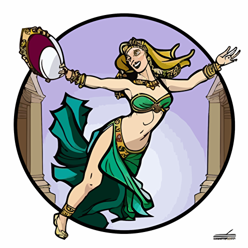 logo,mascot, simplistic, Belly Dancer catching an nfl football, vector, white background