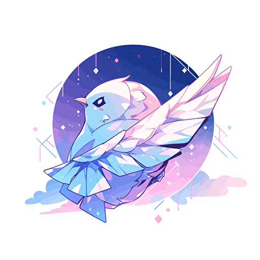 A gradient-colored origami bird sticker, featuring a smooth color transition from one shade to another, creating a visually appealing and stylish design, vector illustration,