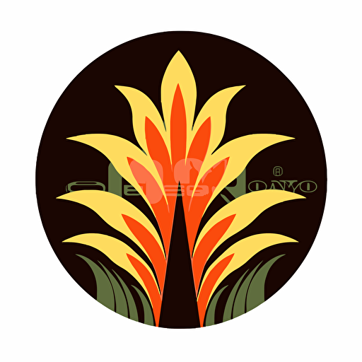 logo of a blooming yucca plant on fire, flat, vector