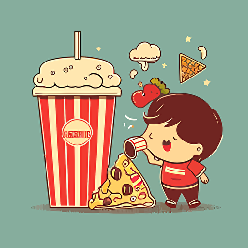 fast food, children's book illustration style, simple, cute, full color, flat color, vector