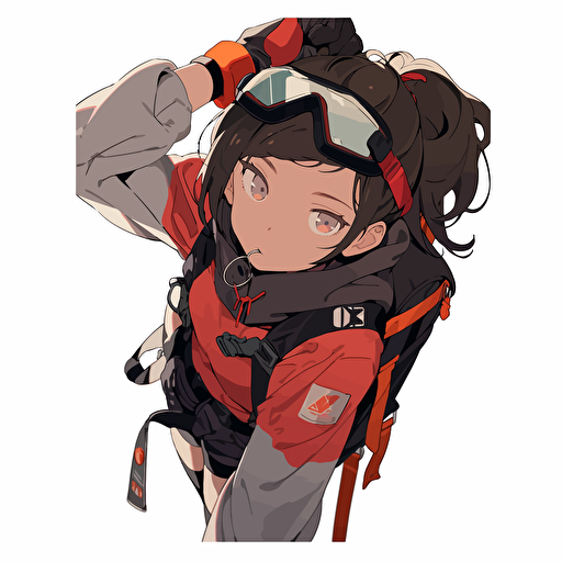 a climbing girl 12 year old with no backpack in the style of Akihiko Yoshida, make a logo vector