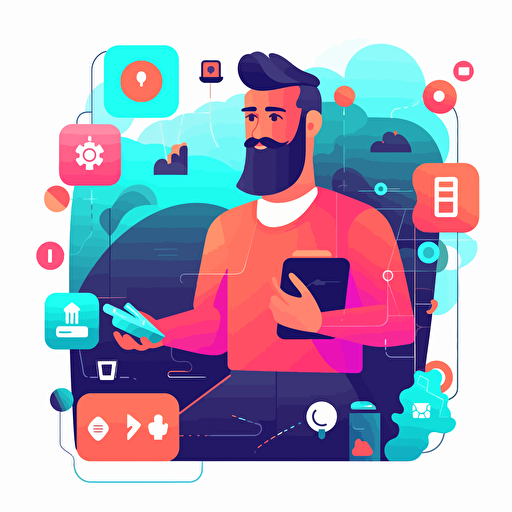 promotion of a new tiktok channel: vector art, flat style