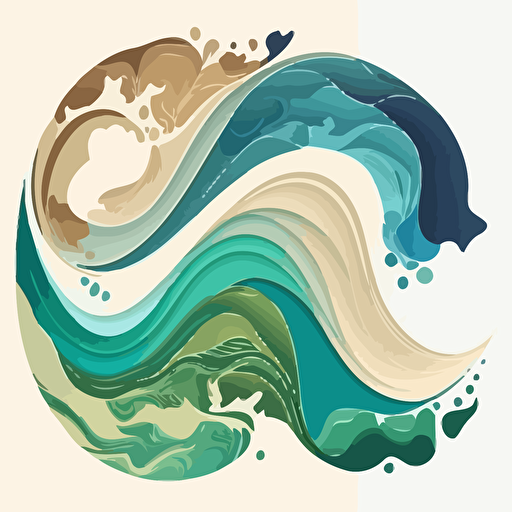 modern logo, stylized wave, blues, greens, earth tones, vector by milton glaser
