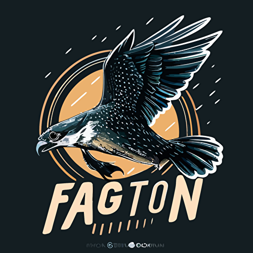 simple vector logo of a falcon flying while holding a fish