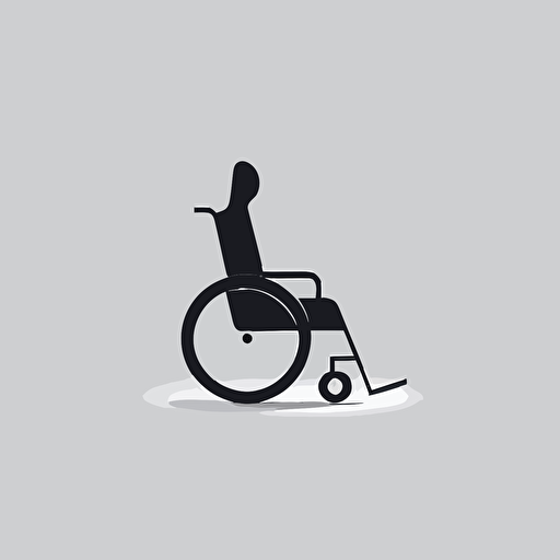 a minimalistic vector logo featuring the silhouette of a wheelchair simple shapes, modern, artistic, 3 colors, white background