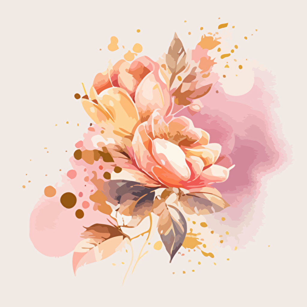 pink and gold watercolor rose flowers, a floral decorative vector background, in the style of free brushwork, ethereal dreamscapes, storybook-like, the stars art group (xing xing), minimalist backgrounds, i can't believe how beautiful this is, light pink and gold