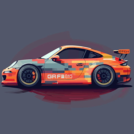 Porsche gt3 livery, epic, creative, legend, minimalist, quaint, agressive, unprecedented, different variants, cute, Synthware, vector, very big tyres