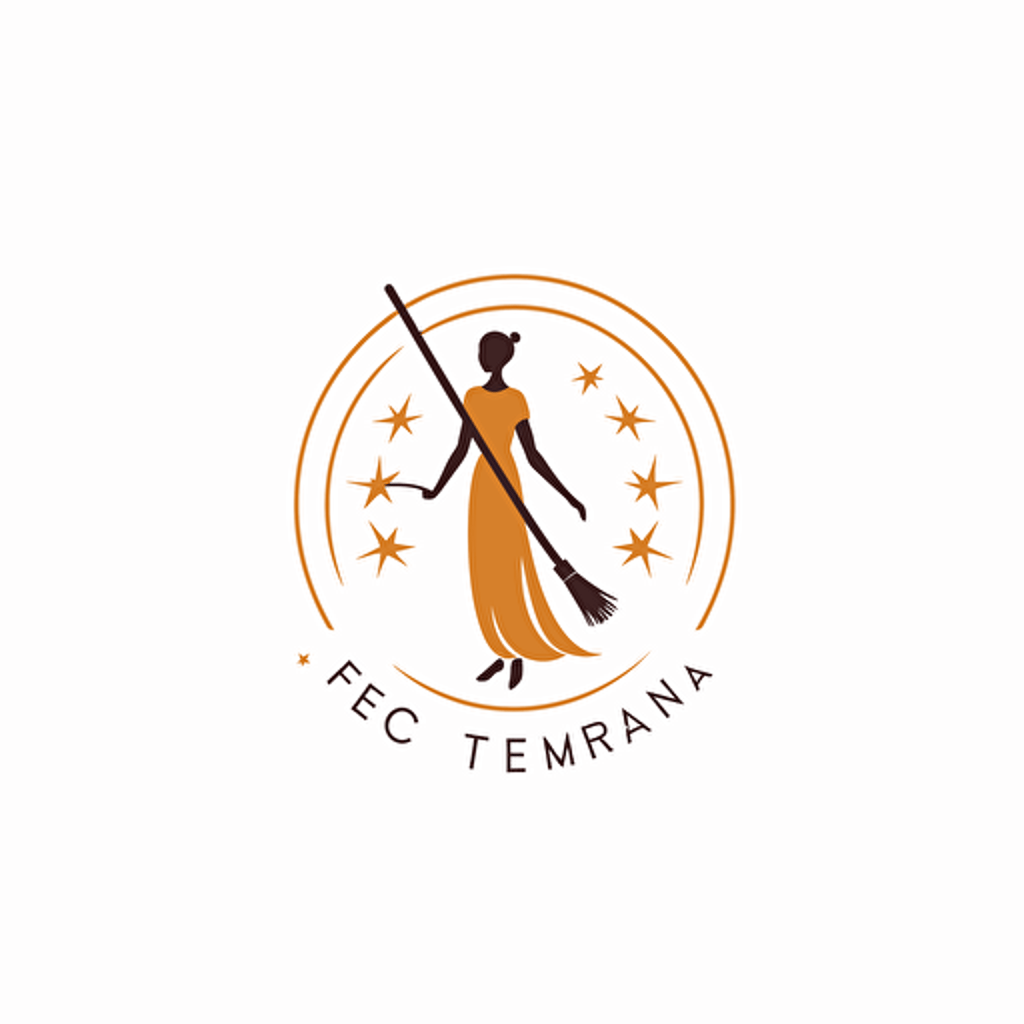 logo, cleaning company, vector, simple, minimalist, modern, white background, broom, stars