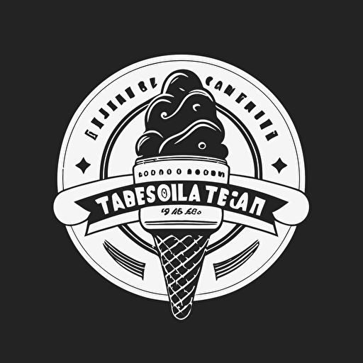 logo image for a frozen treat company that is nostalgic and fun yet modern black vector white background