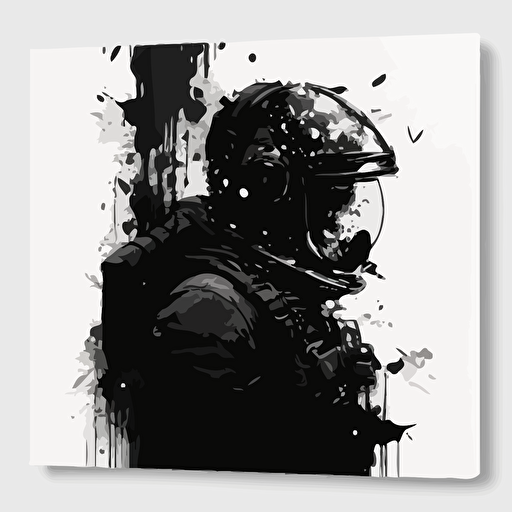 black grunge astronaut, vector logo, etheral high resolution ar 3:2