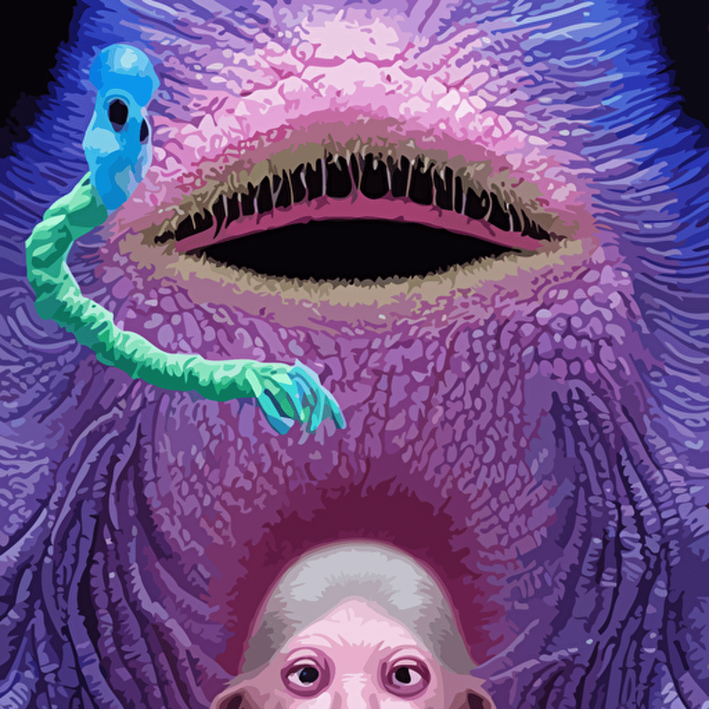 hyper detailed 3d render like oil painting kawaii portrait aurora skeksis dark crystal looks like hank green seen eating strangling network yellowcake aerochrome milky fruit delicate hands hold gossamer polyp blossoms bring iridescent fungal flowers spores black foolish stars jacek yerka ilya kuvshinov glenn barr mariusz lewandowski houdini algorithmic generative render abstract brush strokes masterpiece edward hopper james gilleard zdzislaw beksinski mark ryden wolfgang lettl hints yayoi kasuma octane render 8k