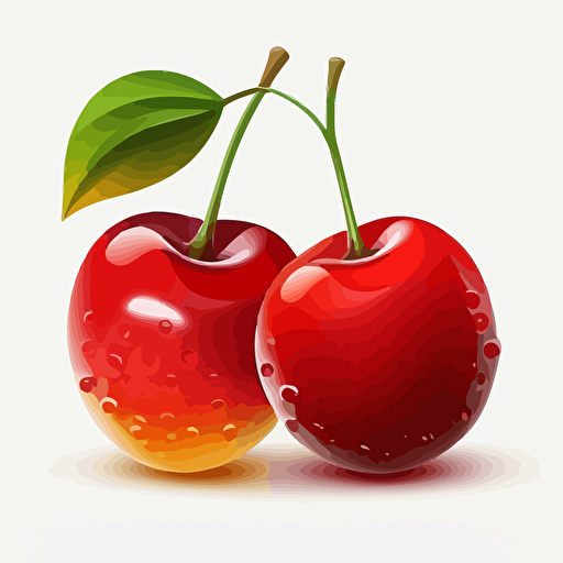 A couple of 2 cherries. Bright and voluminous, vector. White background