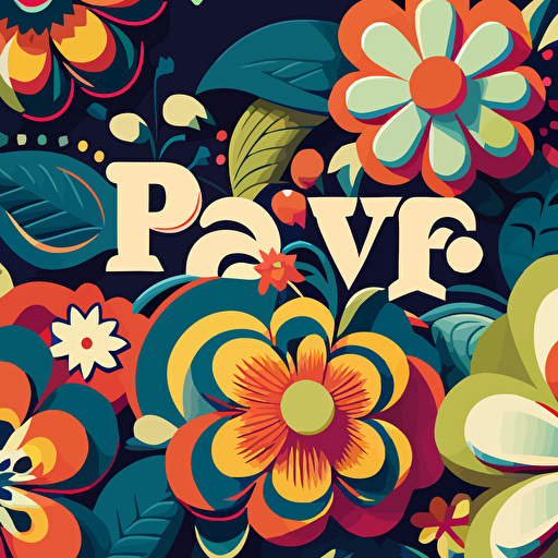 flower power era pattern, vector illustration