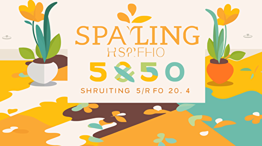 flat vector logo for Spring Flooring Sale, bright colors, white background