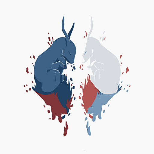 A democrat versus a republican, minimalistic, flat, vector design, white background