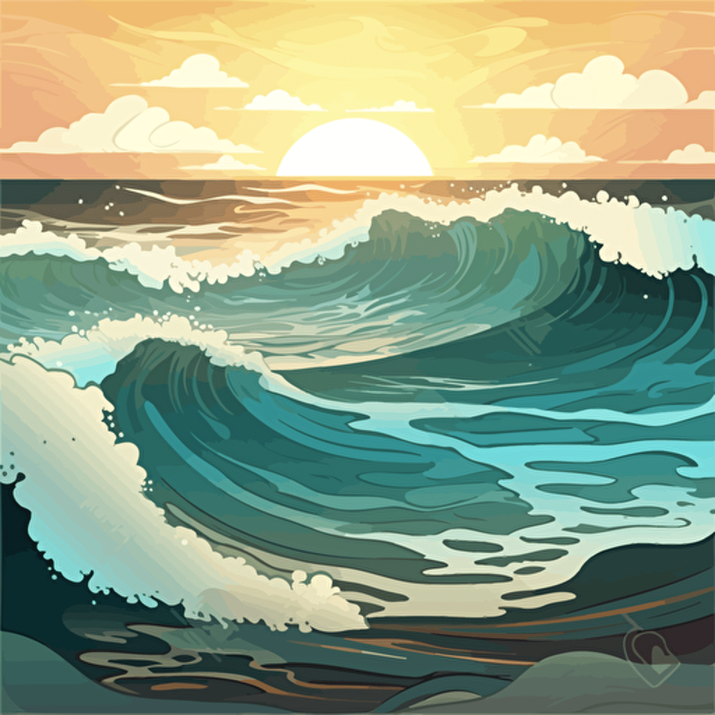 beach, sea waves in vector version