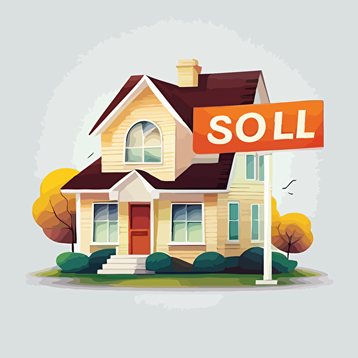 soft illustration, vector image, real estate SOLD sign, white background