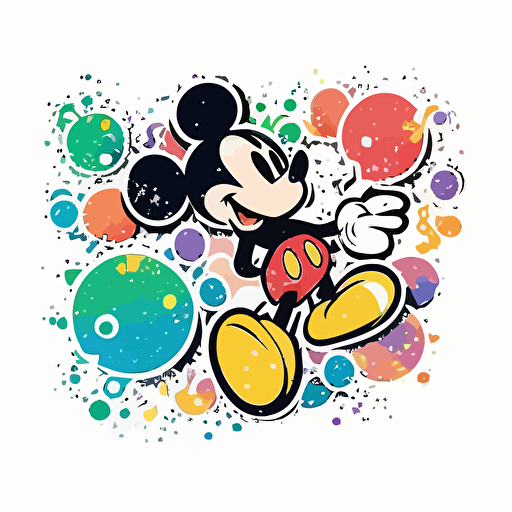 Vector art of Mickey illustration stickers, vivid colors, colorful, pastel cute colors, white background