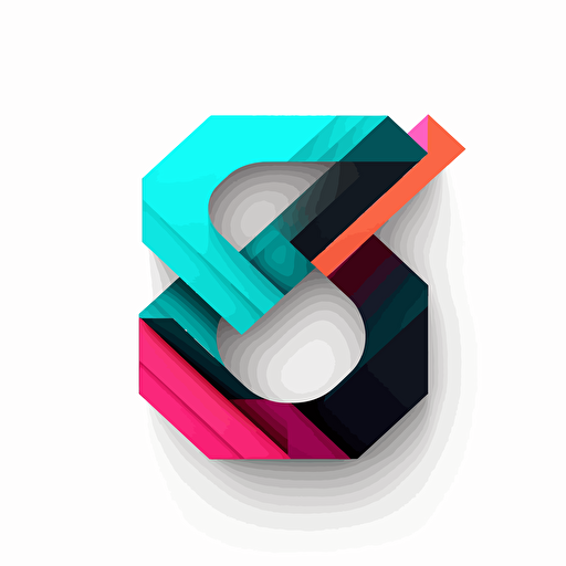 logo, "89" modern logo, pink, teal, and black colors, white background, vector. High resolution