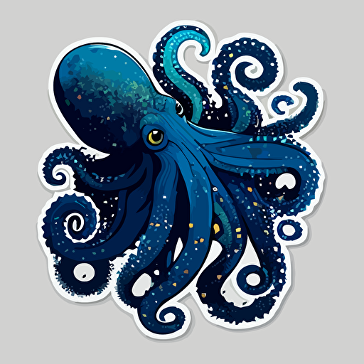 vector sticker blue octopus