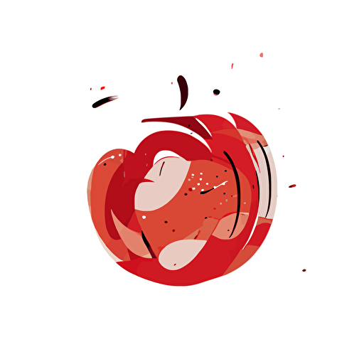 Simple 2d vector inkline red apple, vector illustration