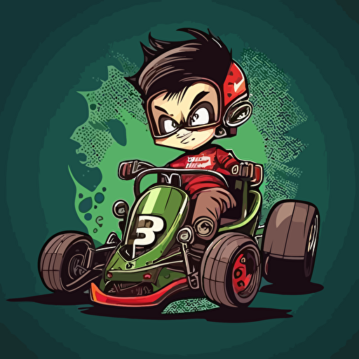 a go kart cartoon vector style, extremely detailed