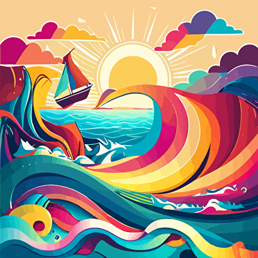 fun vector art, colorful, ocean water