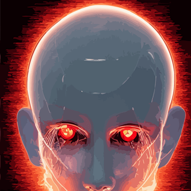 organic cyborg head wrapped barb wire hajime sorayama jamie coreth trending artstation centered symmetrical cinematic lighting electric hair bilateral symmetry 80s poster polished thick smoke retro dark vintage sci fi 2d matte illustration