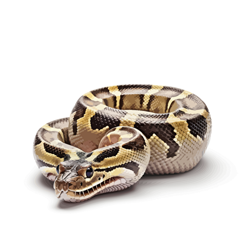 Ball Python reptiles looking straight in the camera, white bg, vector