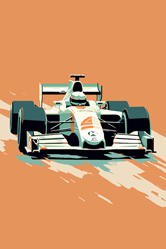 formula one racing car, vector art, minimalistic, light muted colors,