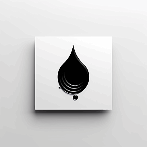 Stylized, Dynamic, Elegant iconic logo of a water drop falling into a black card, black vector, on white background