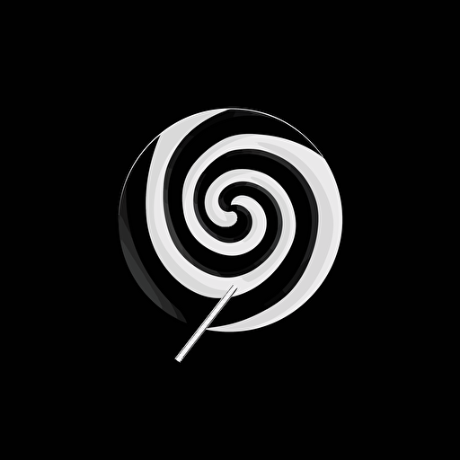 simple, sharp, modern, iconic logo of candy, white vector, on black background