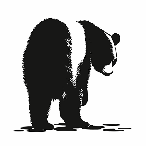 a panda from behind black and white logo simple vector stencil