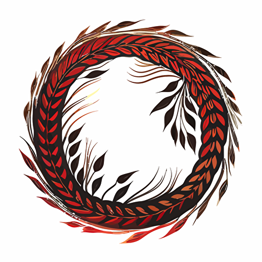 sweetgrass braid vector 2d in black and red in a circle shape