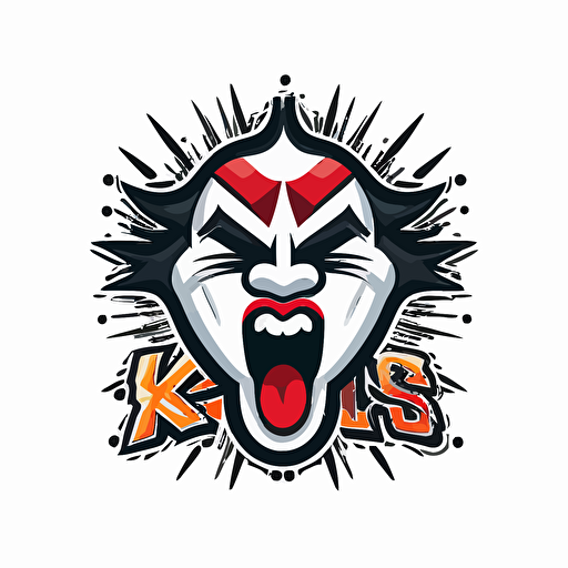 a sports mascot logo of kiss, simple, white background, vector