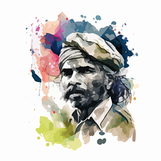 Art, Subramaniya Bharathiyar, freedom fighter india, Watercolour,vector, white background