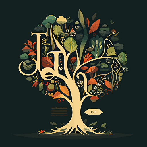 flat modern vector illustration for the word TREE