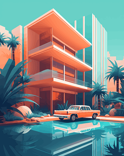 Generate a digital art piece in Unreal Engine, encapsulating a 'vacation vibes' motif. This should draw upon retro aesthetics and include classic patterns. Your design should be a vector image, suitable for a sticker design. Use the following Pantone colors to drive the color scheme: 12-1706 TCX, 12-0824 TCX, 15-0146 TCX, 15-1164 TCX, 16-6340 TCX, 17-4247 TCX, 18-2043 TCX, 19-6026 TCX. The final piece should exude a warm, holiday-like ambiance.