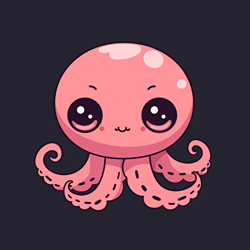 cute chibi anime ocotopus logo, pink and smiling, flat image, simple design, friendly energy, inviting, happy, vector image