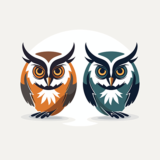 Owl, logo, two colors only, in the style of minimalist, vector, minimalist, icon, simple, logo technique, comic vector illustration style, flat design, minimalist icon, flat, adobe illustrator, white background