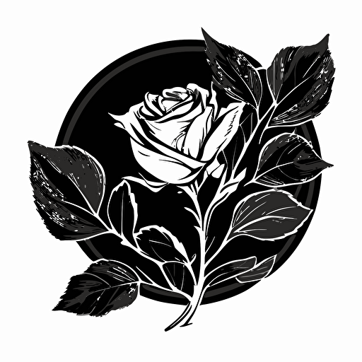 black and white logo, flat vector, style of atalanta fugiens, of a rose