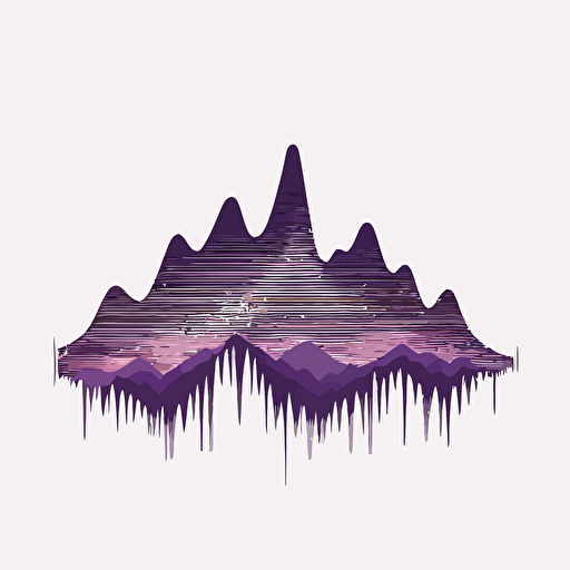 flat vector logo of mountine mixed with Frequency audio waveform, purple pallet, simple minimal,